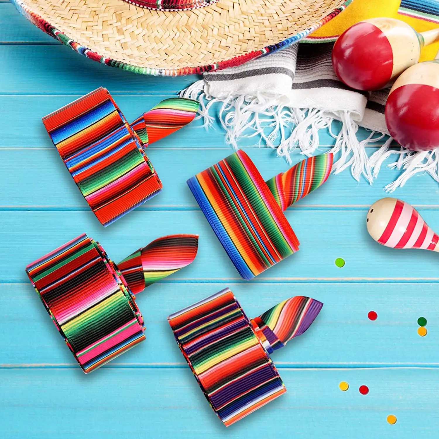 Ribbon Decoration Ribbon Supplies Grosgrain Ribbon 5 Yards/Roll 25 63mm Mexican Serape Rainbow Stripes Grosgrain Ribbon for Hair Bow Making Supplies Holiday Party Decoration