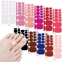 Baking Free Toe Nail Sticker Wraps Solid Color Full Cover Foot Stickers Adhesive Decals Toenail Polish Strips DIY Foot Decals 1
