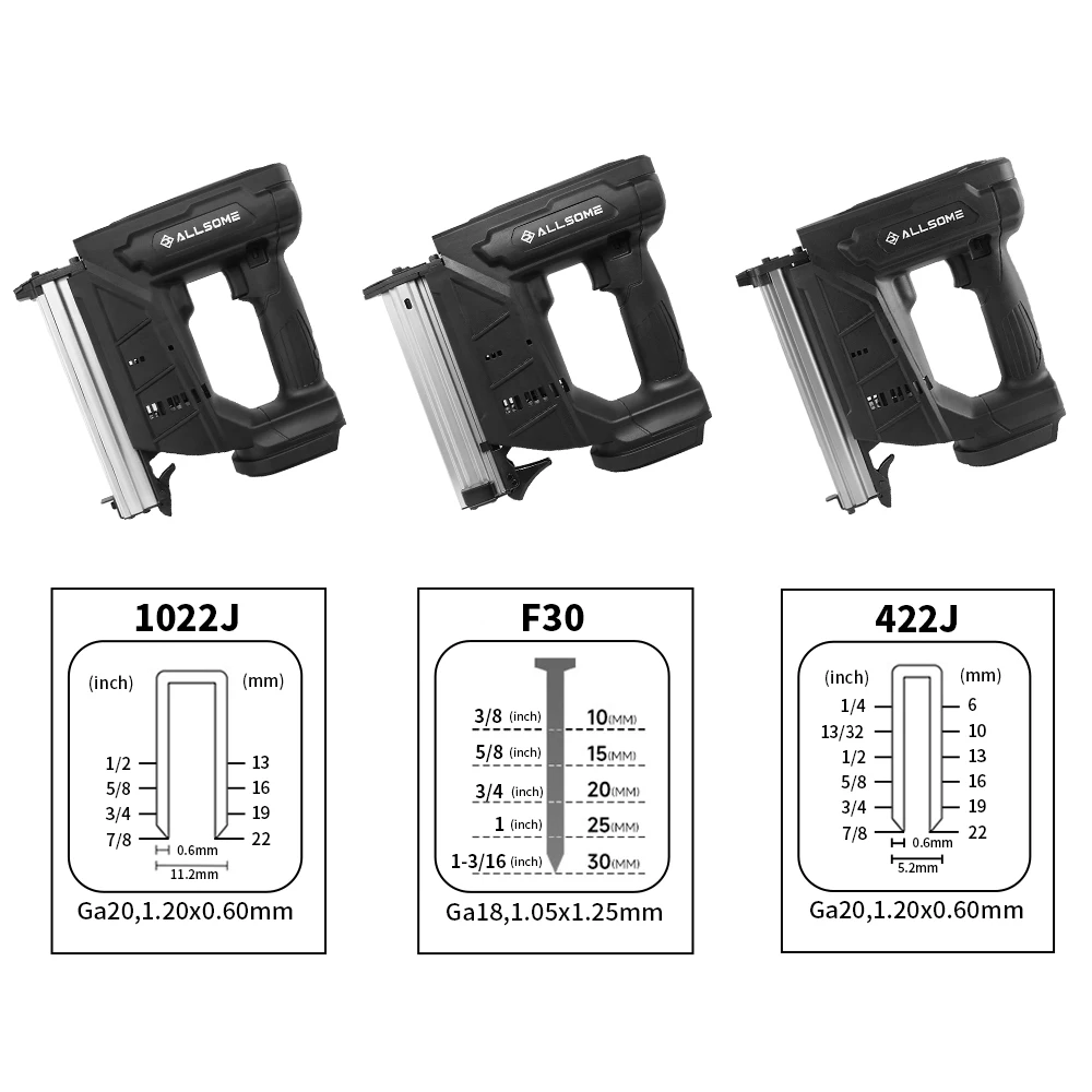 Allsome Electric Brad Nailer, Electric Nail Gun/Staple Gun for Upholstery, Carpentry Woodworking Projects for Makita 18V Battery - Image 3