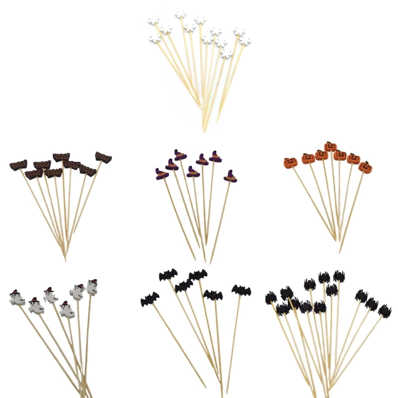 

Natural Bamboo Toothpicks with Decoration 12cm Cocktails Pick for Halloween Drop shipping