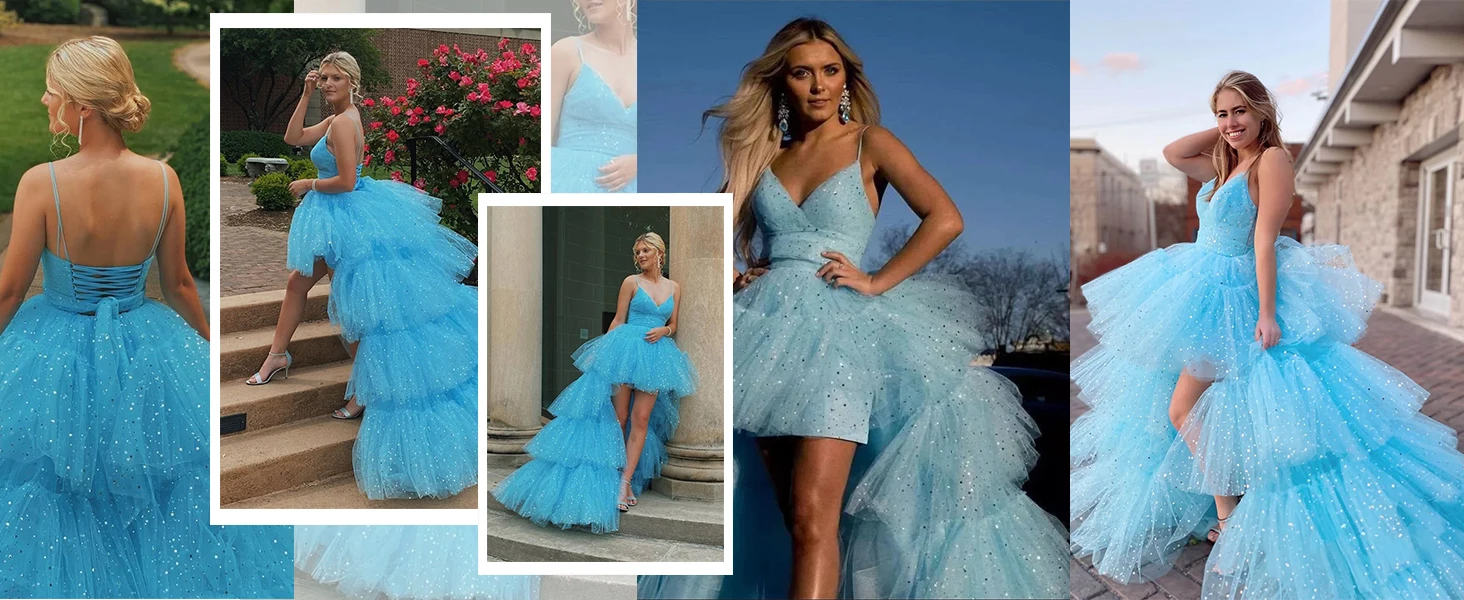 Ballkleider mit Schnürung am Rücken und V-Ausschnitt