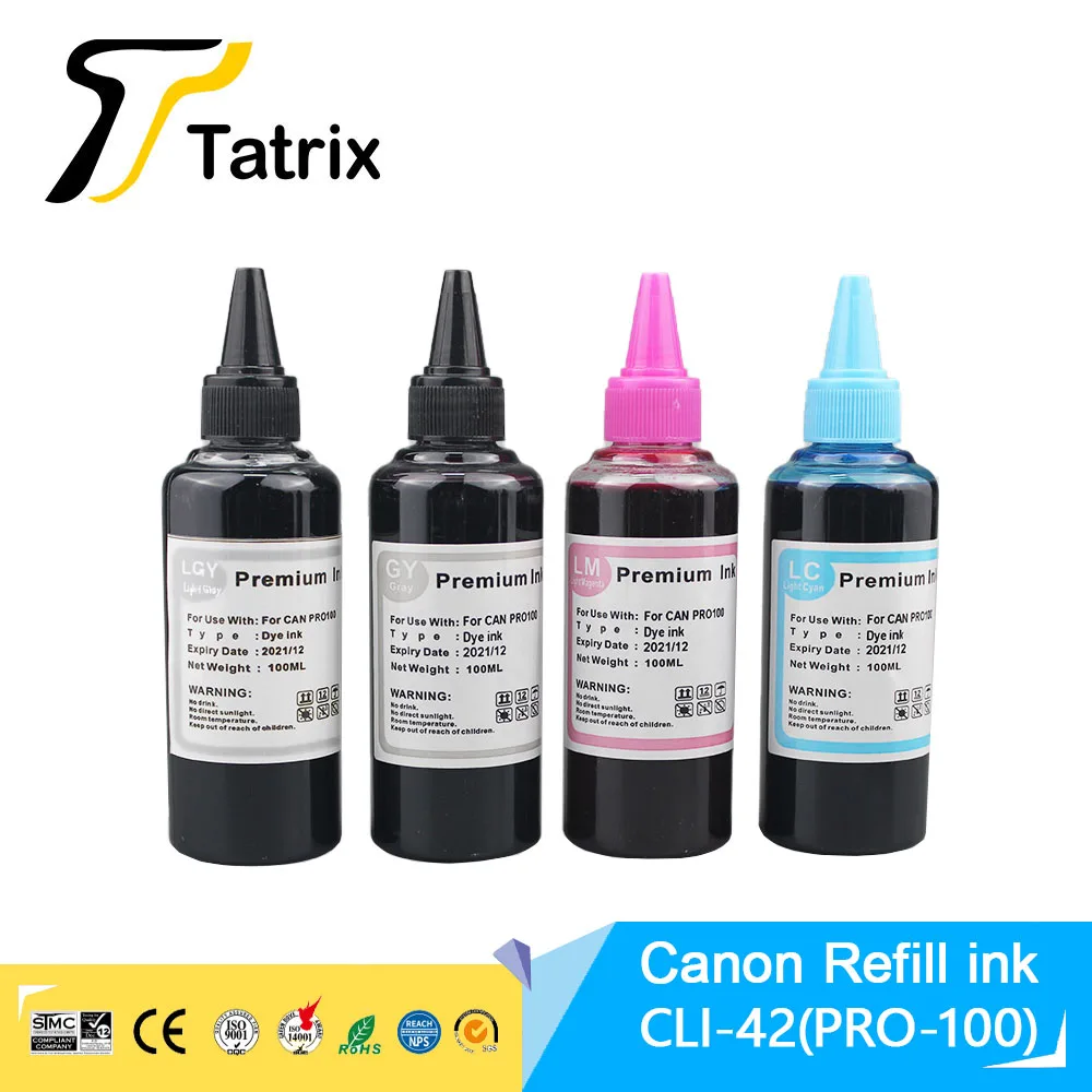 Tatrix CLI42 CLI-42 CLI 42 CLI-43 CLI43 CLI 65 refillable ink compatible for canon Pixma Pro-100 pro-100S Pro200 pro-200 printer