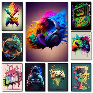 Legal jogo arte da parede pintura em tela colorido gamer controlador jogo  macaco pop arte cartazes e impressões e-sports quarto decoração presente -  AliExpress