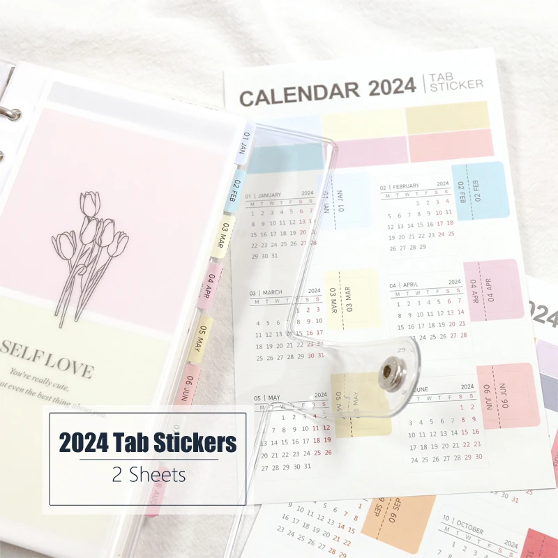 MyPretties 2 Sheets/Set 2023 2024 Calendar Tab Stickers Planner Monthly  Schedule Mark Agenda Stationery Stickers N.1387 N.1451 - AliExpress