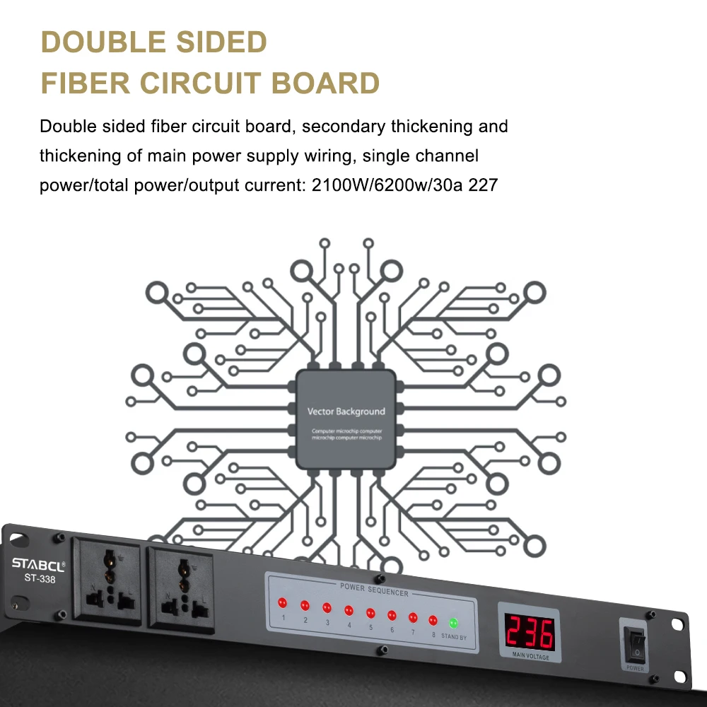 ST-338 Audio Power Conditioner 8 Channel Power Management Sequencer Sequence Controller