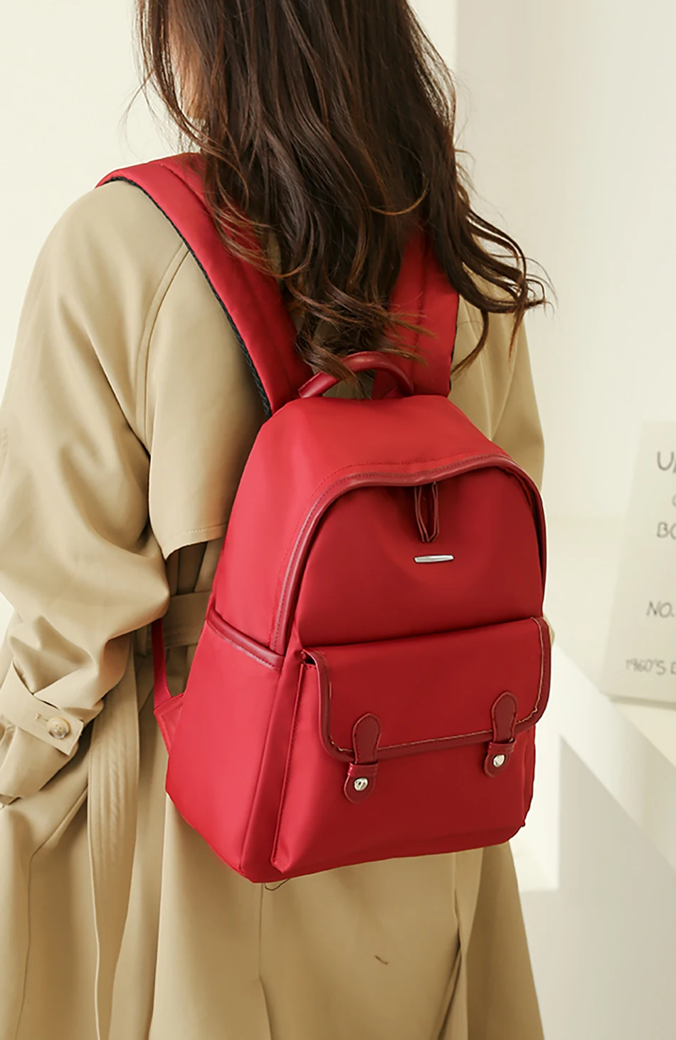 2022 New Ladies Backpack Teen Girls Oxford Cloth Backpack Simple Solid Color Women's Fashion Bag Multi Pocket Women Shoulder Bag