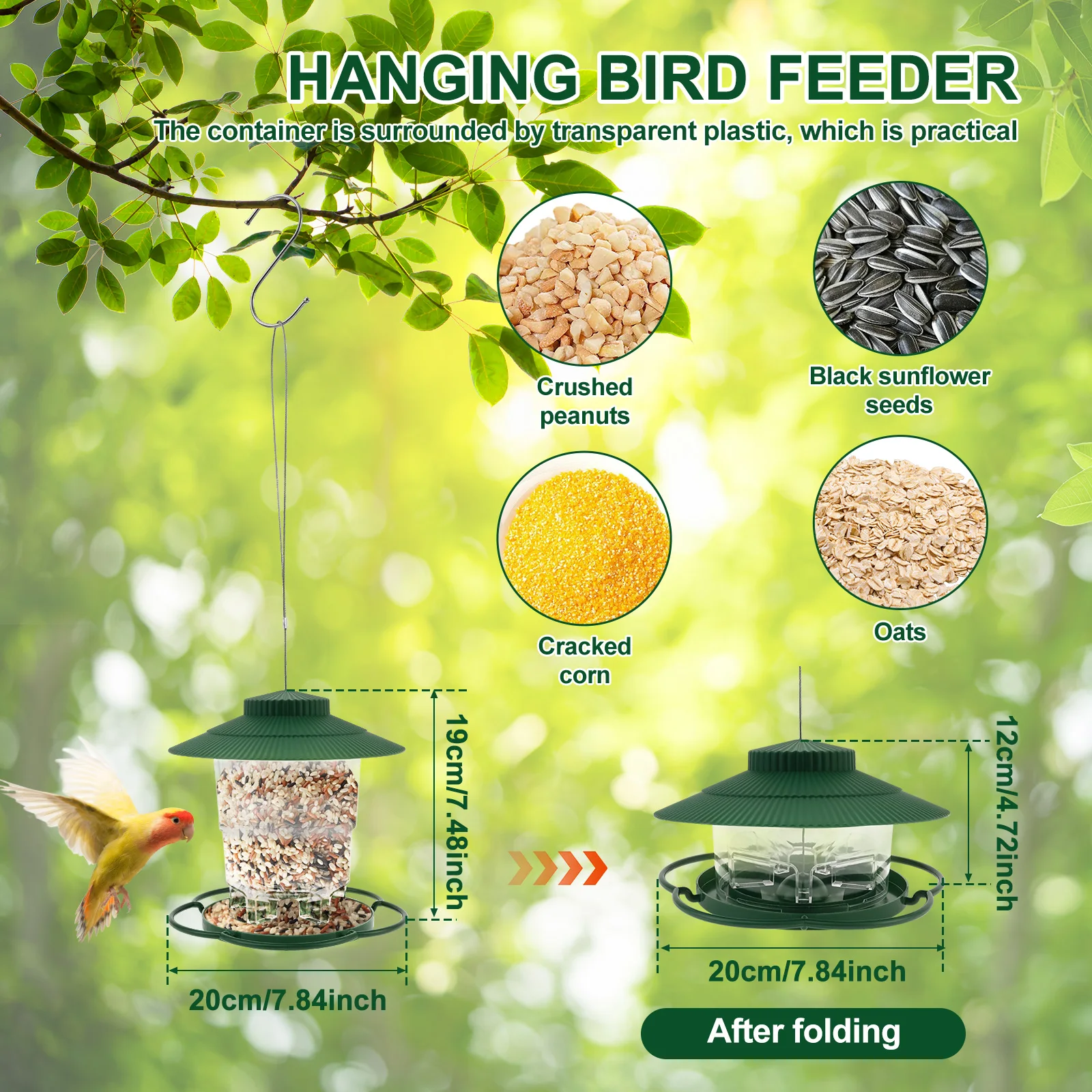 Collapsible Bird Feeder Hanging Garden Window Yard Outdoors Birdhouse Hanging Wild Bird Feeder Kit Food Container