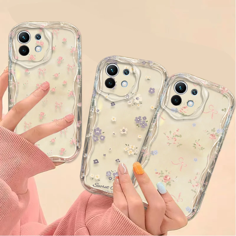 Elegant Clear Flower Rose Design Phone Case