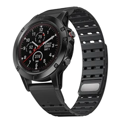Magnetic Silicone Strap with Quickfit 22mm Band - Forerunner 965 955 (Black)