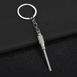 Compact Tool - Inspired Keychain Set: Creative Metal Car Keyrings with Adjustable Wrench Spanner - Mini DIY Gift Collection (Screwdriver)