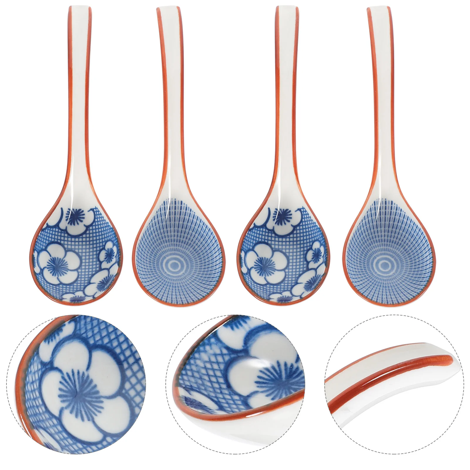 

4pcs Ceramic Soup Spoons With Long Handle Dinner Spoons Ceramic Food Spoons