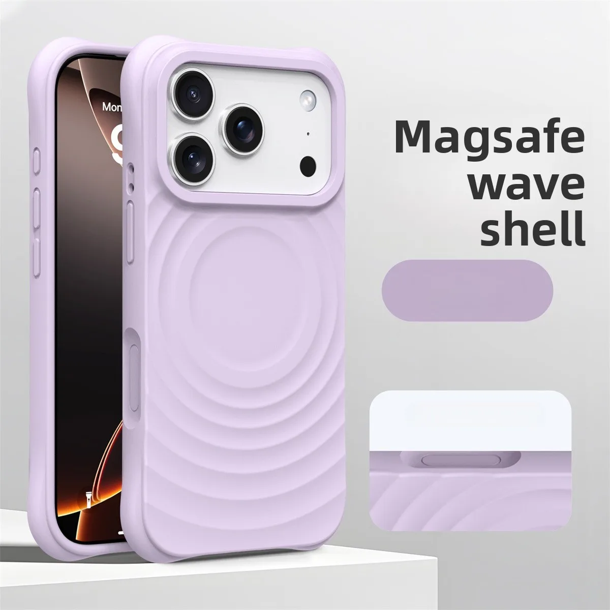 ตัวเลือกสินค้า เคส iPhone Air 17 16 15 14 Pro Max ลายคลื่นน้ำ ซิลิโคนนิ่ม ชาร์จไร้สาย MagSafe
