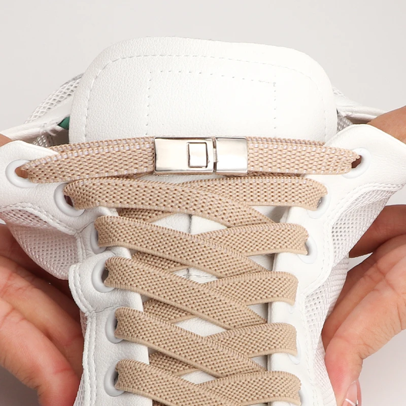 

Cross buckle Rubber Shoelaces without ties Elastic Laces Sneakers 8MM Thick Flats No Tie Shoe laces Kids Adult Running Shoelace