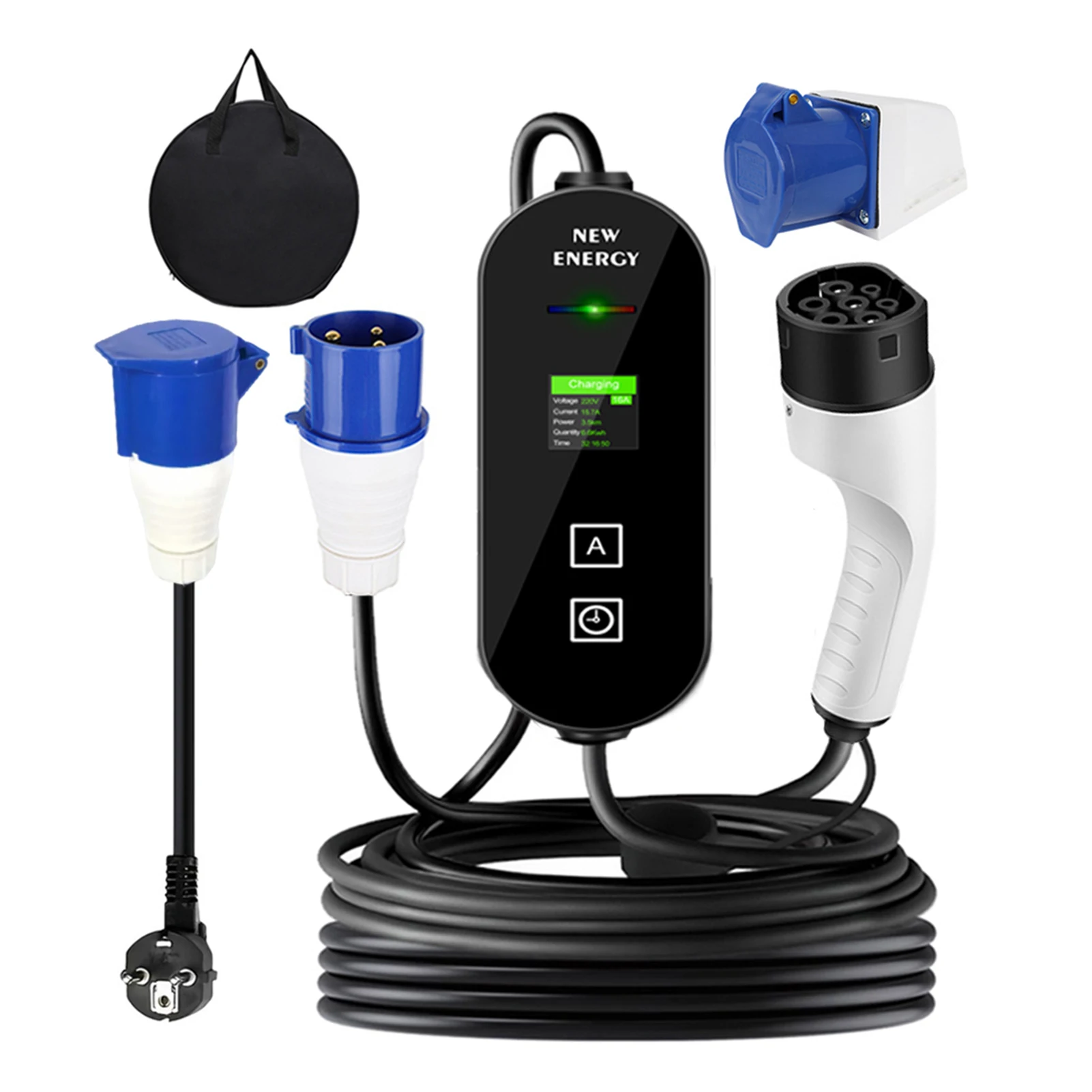 7KW 32A Portable New EV Charger Single Phase CEE 3PIN European Standard ...