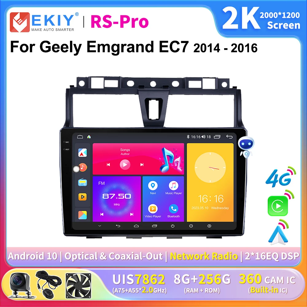 

EKIY 2K Screen CarPlay Car Radio For Geely Emgrand EC7 2014-2016 Android Car Multimedia GPS Player Autoradio Stereo Ai Voice DSP