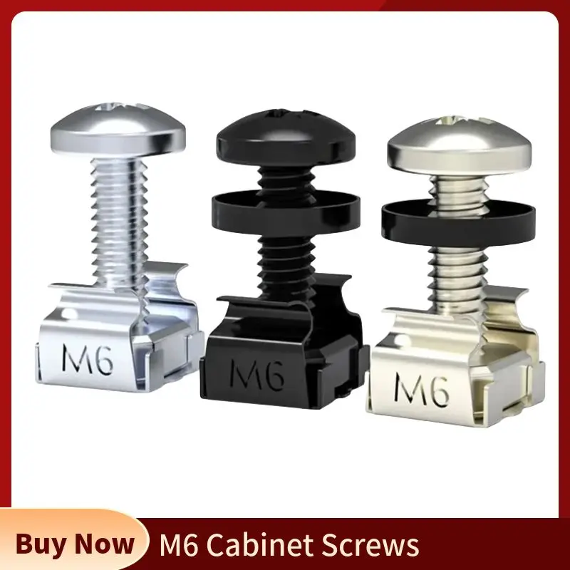 M6*16mm M6*12mm Cabinet Screws Rack Mount Cage Nuts Screw and Washers For Network Server Chassis Distribution Shelves Routers