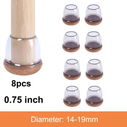 Silicone Furniture Leg Protectors with Thick Felt Pads - Noise Reduction and Floor Protection (Set of 8) (Diameter 14 - 19mm)