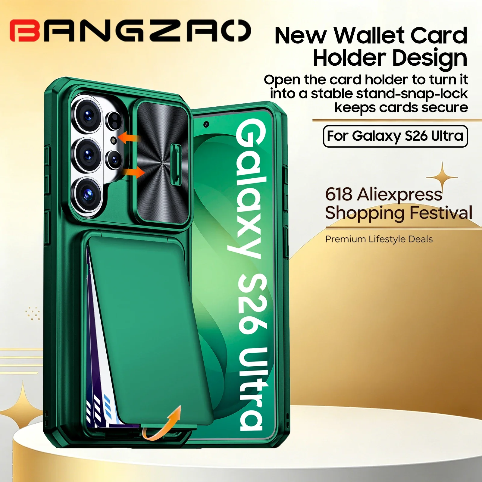 Green RFID Blocking Shockproof Phone Case with Camera Protection