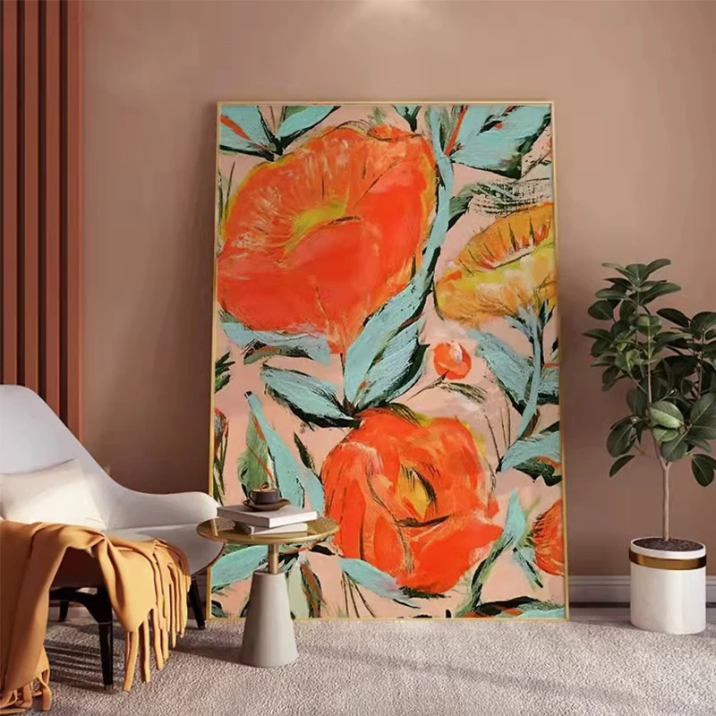 

SY Abstract Canvas Painting Hand Painted Palette Knife Flowers Oil Painting Modern Decor Piece Unframed Floral Pictures Wall Art