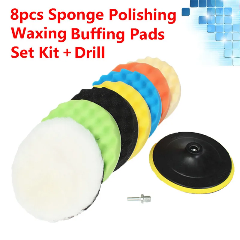 

8Pcs 7 inch Car Polishing Pad Sponge Kit Buffing Waxing Clean Polish Buffer Drill Wheel Polisher Removes Scratches Car Repair