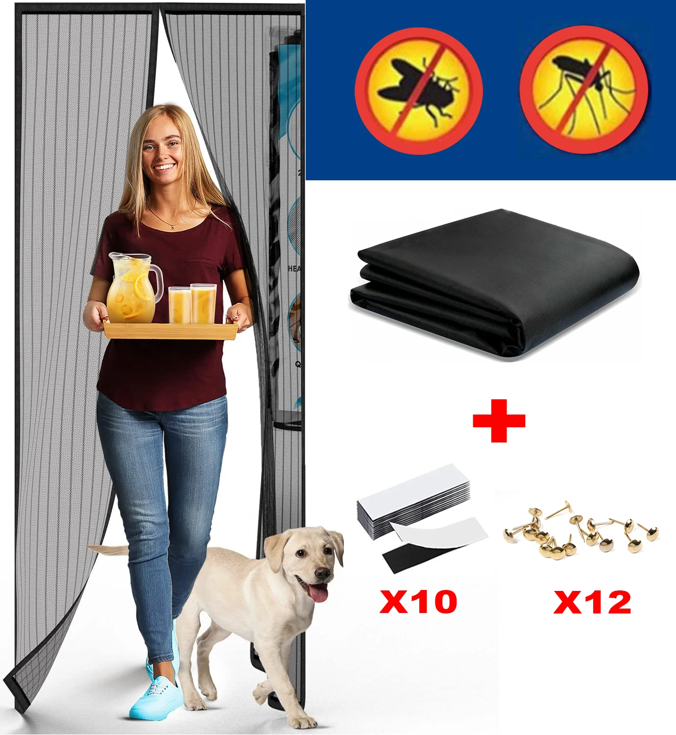 Mosquito Net Door Curtain Screen Magnets Mesh Magnetic Window Automatic Closing Curtains Anti Fly Insect Sandfly Mosquitoes Canv