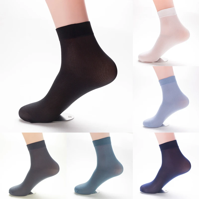 

1/3/5pairs Men's Socks Summer Thin Breathable Bamboo Fiber Sock Casual Solid Color Business Short Sock for Men