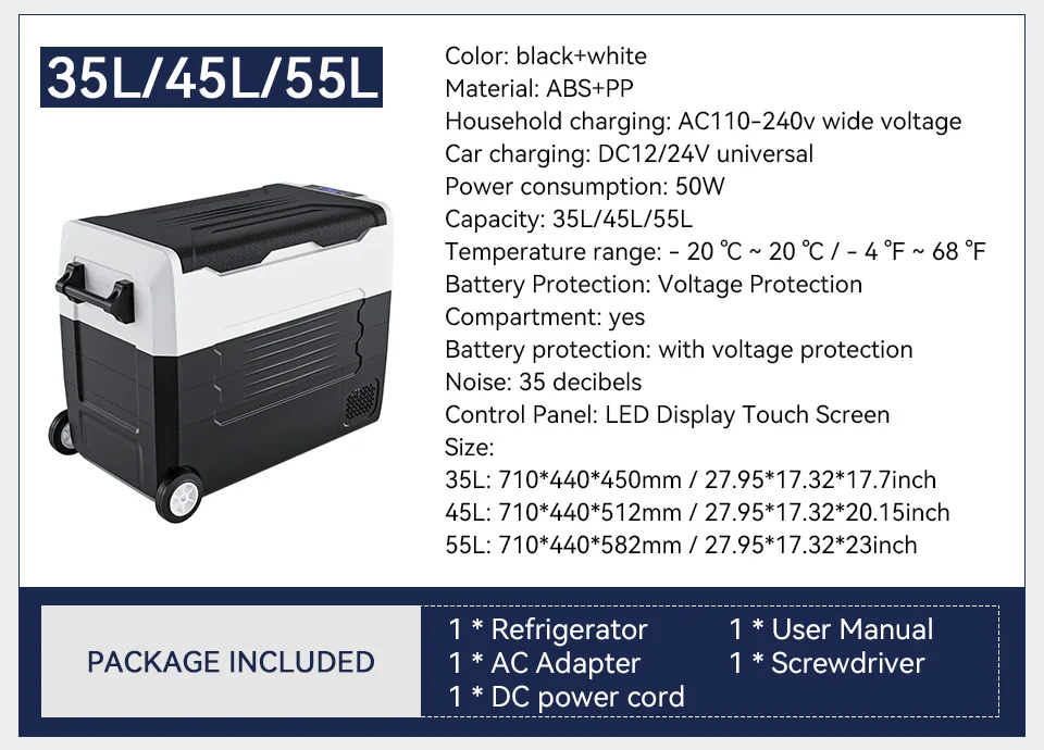 best camping fridge 15L- 50L Car Truck Refrigerator Freezer DC12-24V/AC220V/110V Compressor 45W Mini Fridge for Car Truck Home Picnic Refrigeration small car fridge