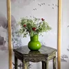 French Style Retro Green Glass Vase Living Room Home Tabletop Flower Arrangement Decoration 2