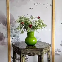 French Style Retro Green Glass Vase Living Room Home Tabletop Flower Arrangement Decoration 2