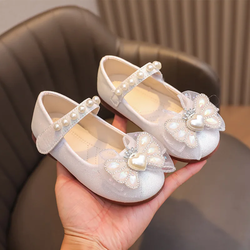 Girls Leather Shoes for Party Wedding Children Mary Janes Princess Shoes with Bow-knot Fashion Kids Performance Dress