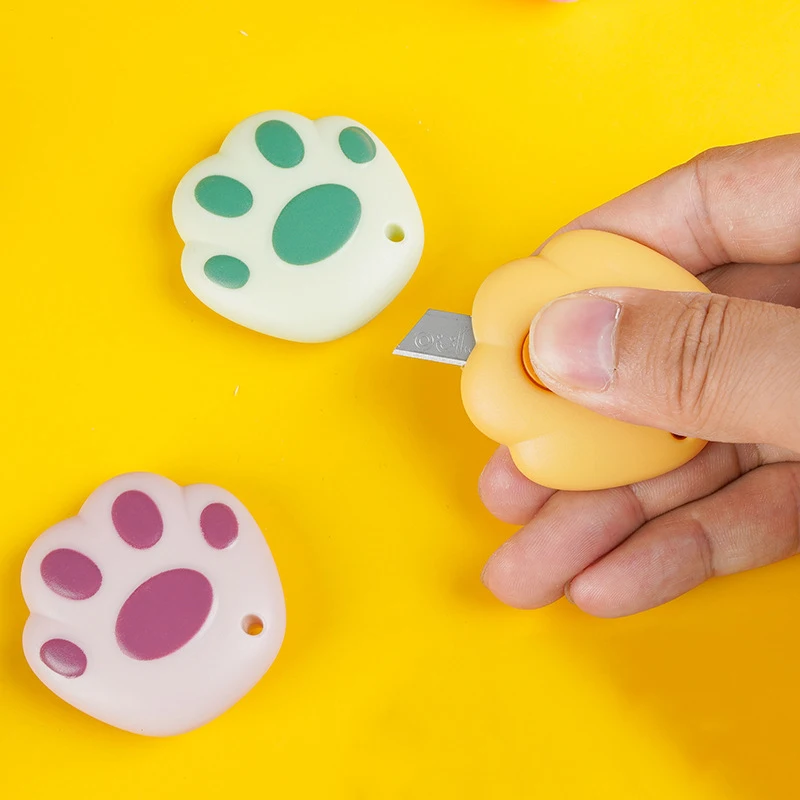 Utility Knife Paper Cutter Mail Opener Cartoon Cute Bear Paw Mini Utility Knife Wrapping Box Paper Envelope Cutter Letter Opener Student Stationery Scrapbooking Tools