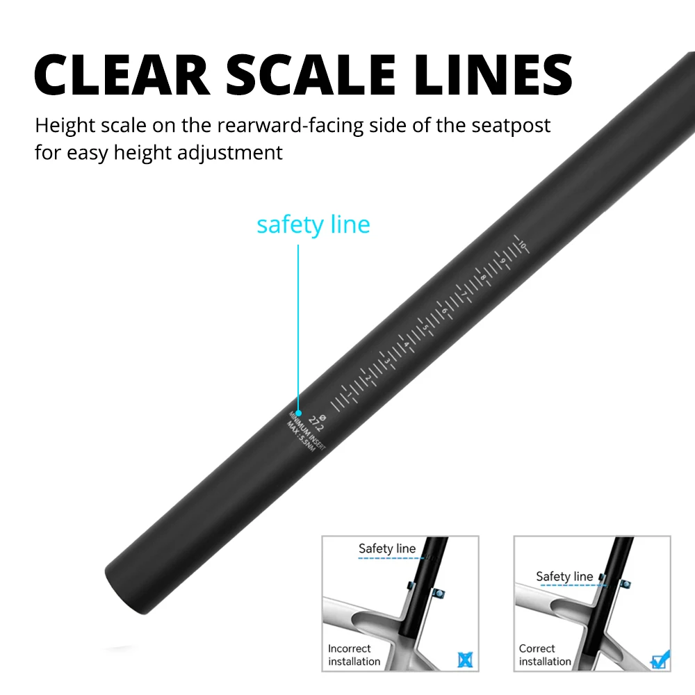 ULLICYC Ultraleichte 160g Fahrrad-Carbon-Sattelstütze, MTB/Rennrad-Sitzrohr, 27,2/30,9/31,6mm, Carbon-Klemm-Sattelstützenteile – Detail 7