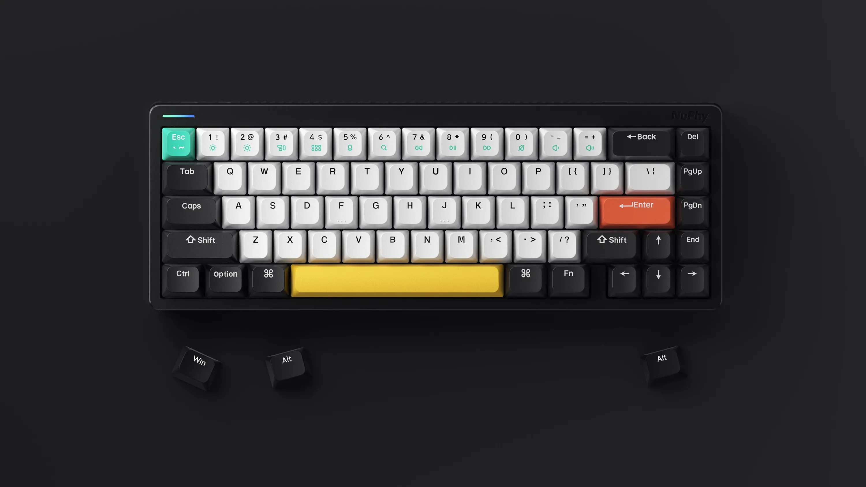 Nuphy-Bluetooth 2.4 rgbを搭載したゲーミングキーボード,折りたたみ式 