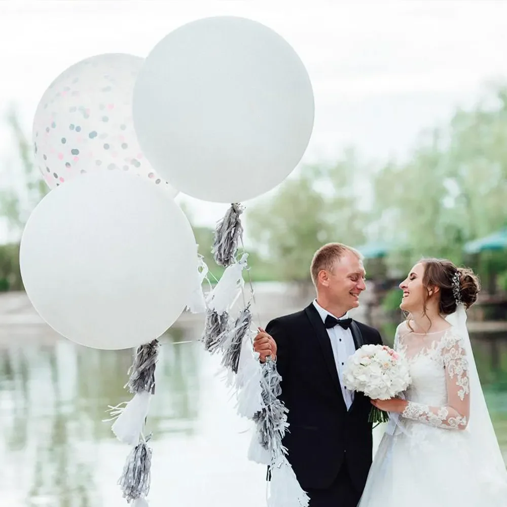 18 Zoll riesige Helium ballons weiße Organza-Dekoration Ballon Hochzeits vorschlag Szene Layout Luftballons Geburtstags feier Dekoration – Detail 1