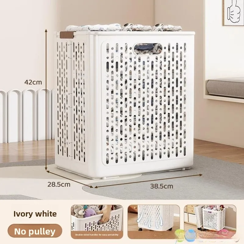סל כביסה גדול קיבולת, דלי אחסון צעצועים עם גלגלים, לשימוש ביתי בחדר האמבטיה, סל כביסה מתקפל מסוג רשת לחדרי אמבטיה