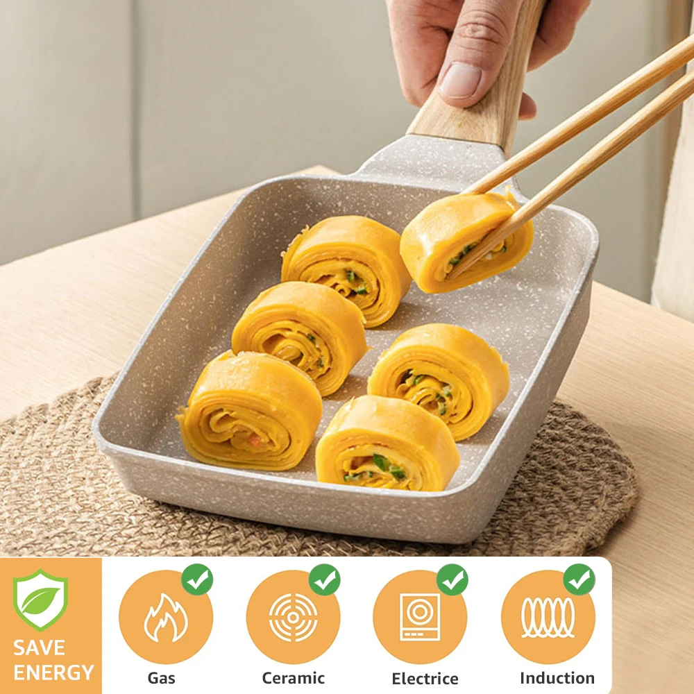 Tamagoyaki Pan, Square Egg Pan Japanese Omelette Pan Nonstick Granite Stone  Cookware PFOA Free All Stoves Compatible Induction Compatible Omelet