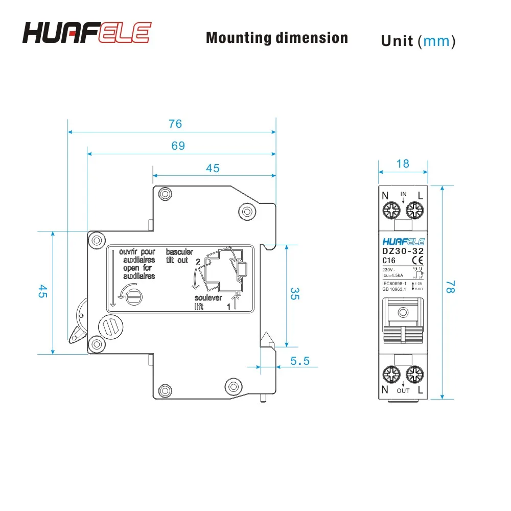 Mini Circuit Breaker DZ30-32 DPN 1P+N 6A 10A 16A 20A 25A 32A Din Rail Mounting Cutout Miniature Household Air Switch DIY circuit breaker