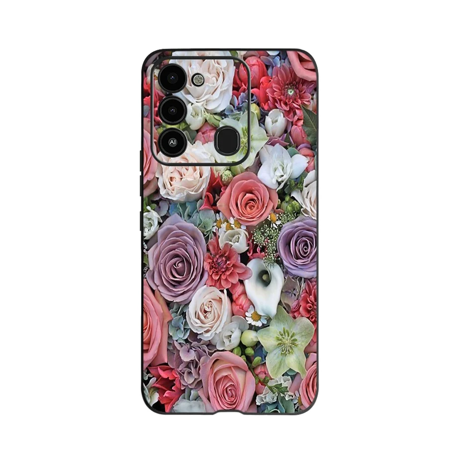 mobile pouch For Tecno Spark Go 2022 Case Fashion Flower Printed Protective Cover For Tecno Spark 8C Phone Case SparkGo KG5 Coque Soft Fundas flip cover with pen Cases & Covers