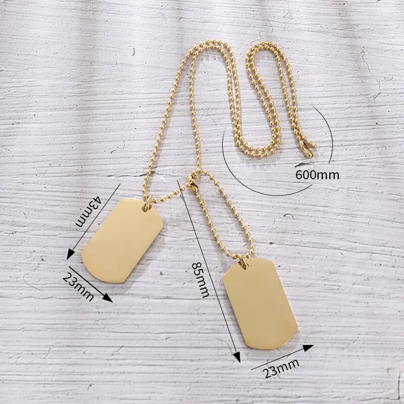 Simple Men\\\'s Stainless Steel Dog Tag Necklace Polished Titanium Steel  Pendant Youth Daily Leisure Jewelry Accessories