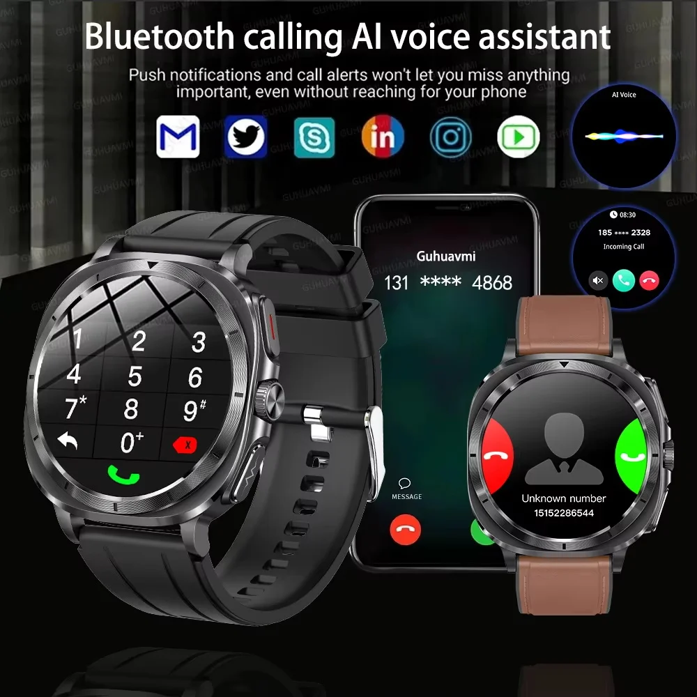 2026 New AI Laser Health Monitor Smart Watch Man ECG+HRV Uric Acid Blood Lipid Blood Pressure Clock NFC HD Bluetooth Call Watch 6