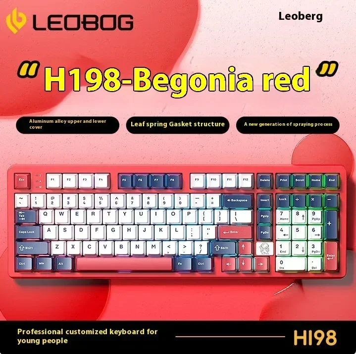 LEOBOG Hi98 키보드 기계식 게임 유선 알루미늄 키보드 PBT 키캡 101 키 RGB PC/FR4 포지셔닝 플레이트 Pc 액세서리