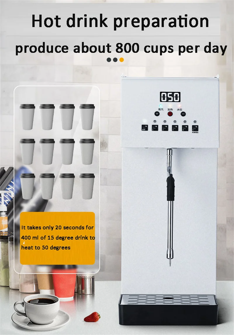 Boiling Water Machine Milk Bubble Machine Steam Milk Frother Water Boiler Heater Milk Tea Shop Commercial Equipment  Milk Foam 2