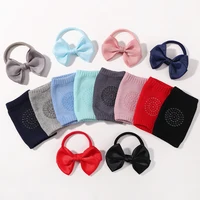 0-2Y Infant toddler warm leg protection socks silicone anti slip letter knee pads solid color bow headband baby accessories 5