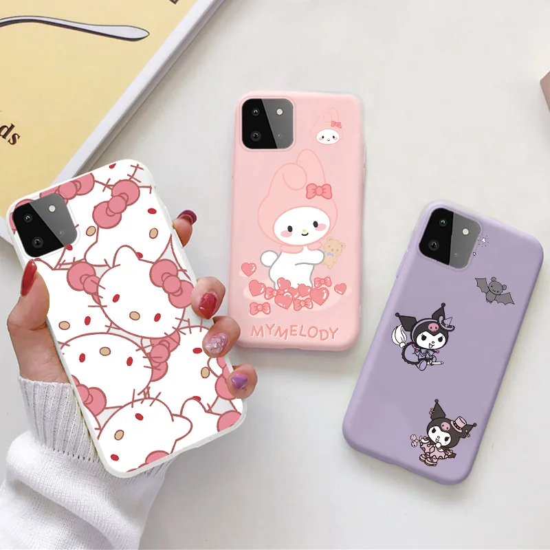 For Samsung Galaxy A22 4G A 22 A22S 5G Silicone Phone Case Cute Funny  Sanrio Kuromi Melody Cartoon Coque Capa Soft Funda Bags
