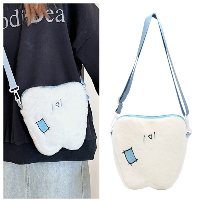 

Сумка на плечо в форме зуба, Симпатичные плюшевые сумки для телефона, мультяшная сумка через плечо, Женская Повседневная сумка для девушек, сумка-мессенджер, женская сумка