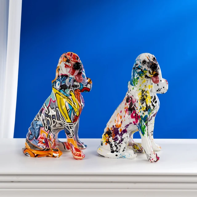 Fashion Modern Colorful French Bulldog Resin Statue Wholesale Graffiti  Office Ornaments Printing Resin Dog Home Decor Crafts - AliExpress
