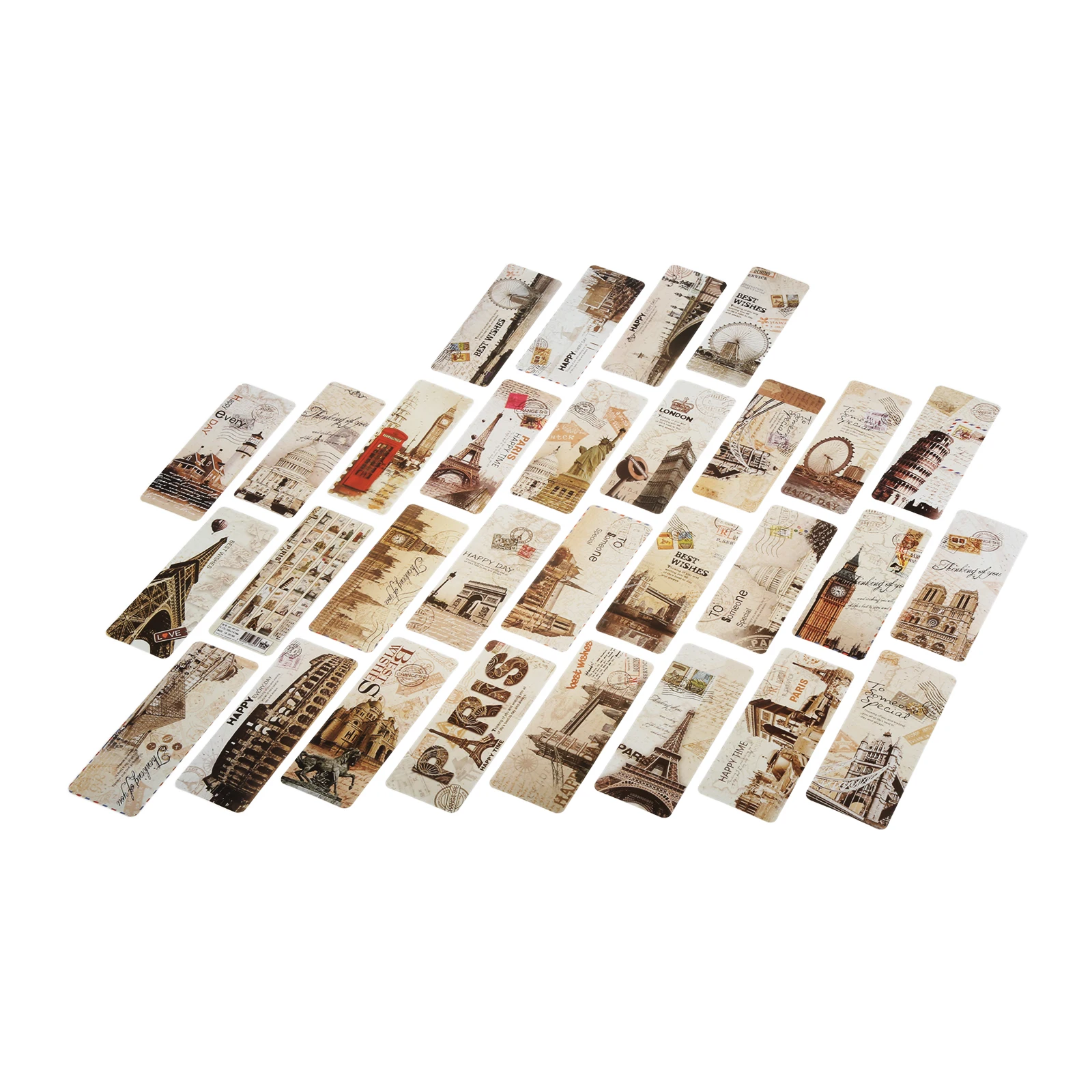 Bookmarks Different European Scenes Vintage Nostalgic France Paris Eiffel Tower Bookmark Set 30pcs/box