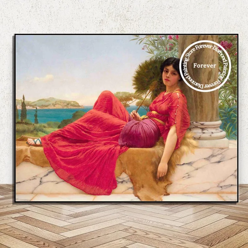 존 윌리엄 Godward 전체 드릴 다이아몬드 페인팅 초상화 포스트 모던 유럽 소녀 예술 크로스 스티치 자수 모자이크 홈 장식