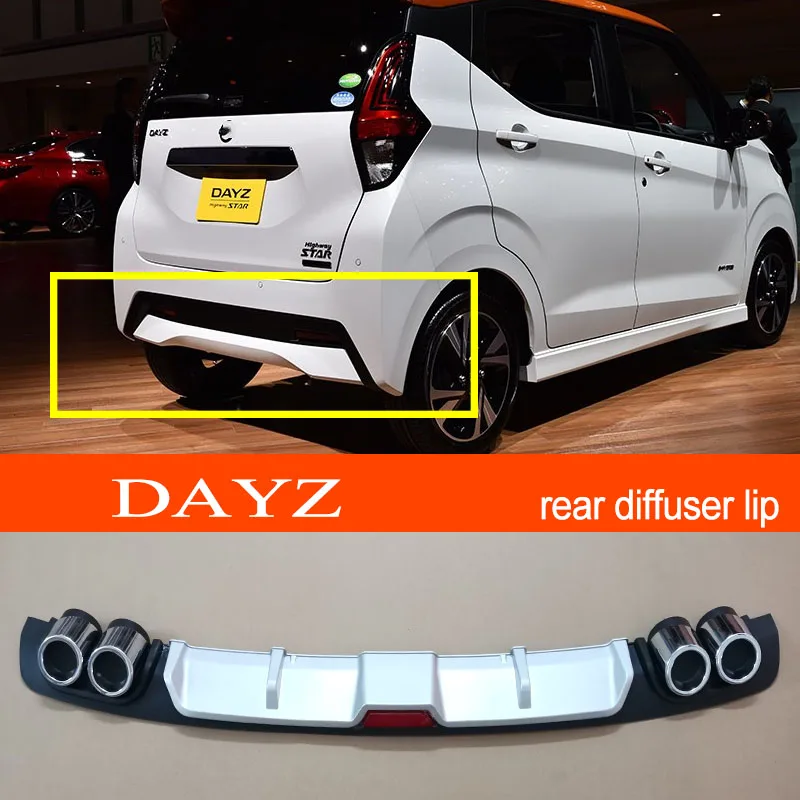 Dayz Abs Plastic Silver / Black Car Rear Bumper Rear Diffuser Spoiler Lip For Nissan Dayz