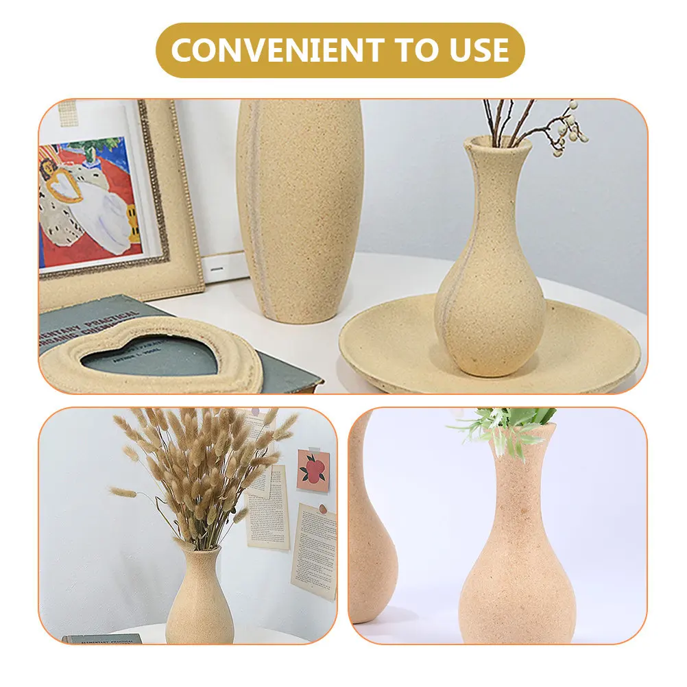 3Pcs 나무 꽃병 금형 낙서 점토 꽃병 홈 오피스 정원 웨딩 장식을위한 장식 DIY 그림 꽃병
